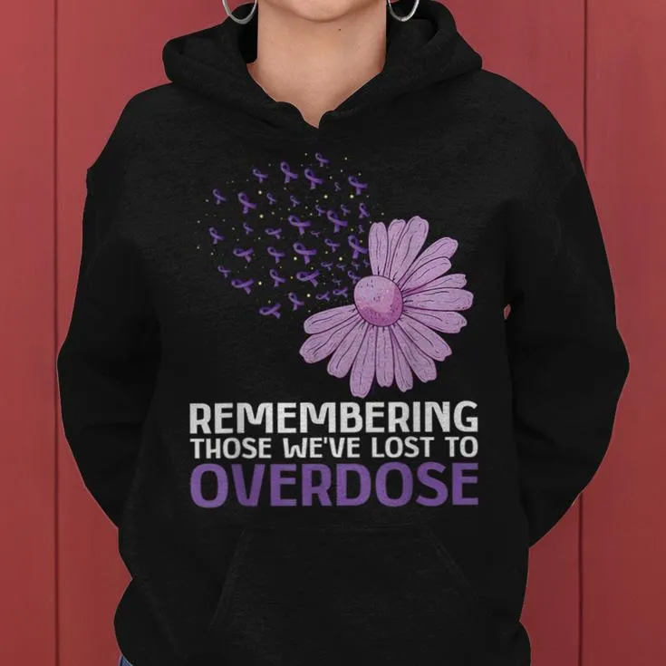 Overdose Awareness Purple Ribbon Drug Addiction Sunflower Women Hoodie