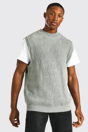 Oversized Fit Chunky Textured Vest | boohooMAN UK