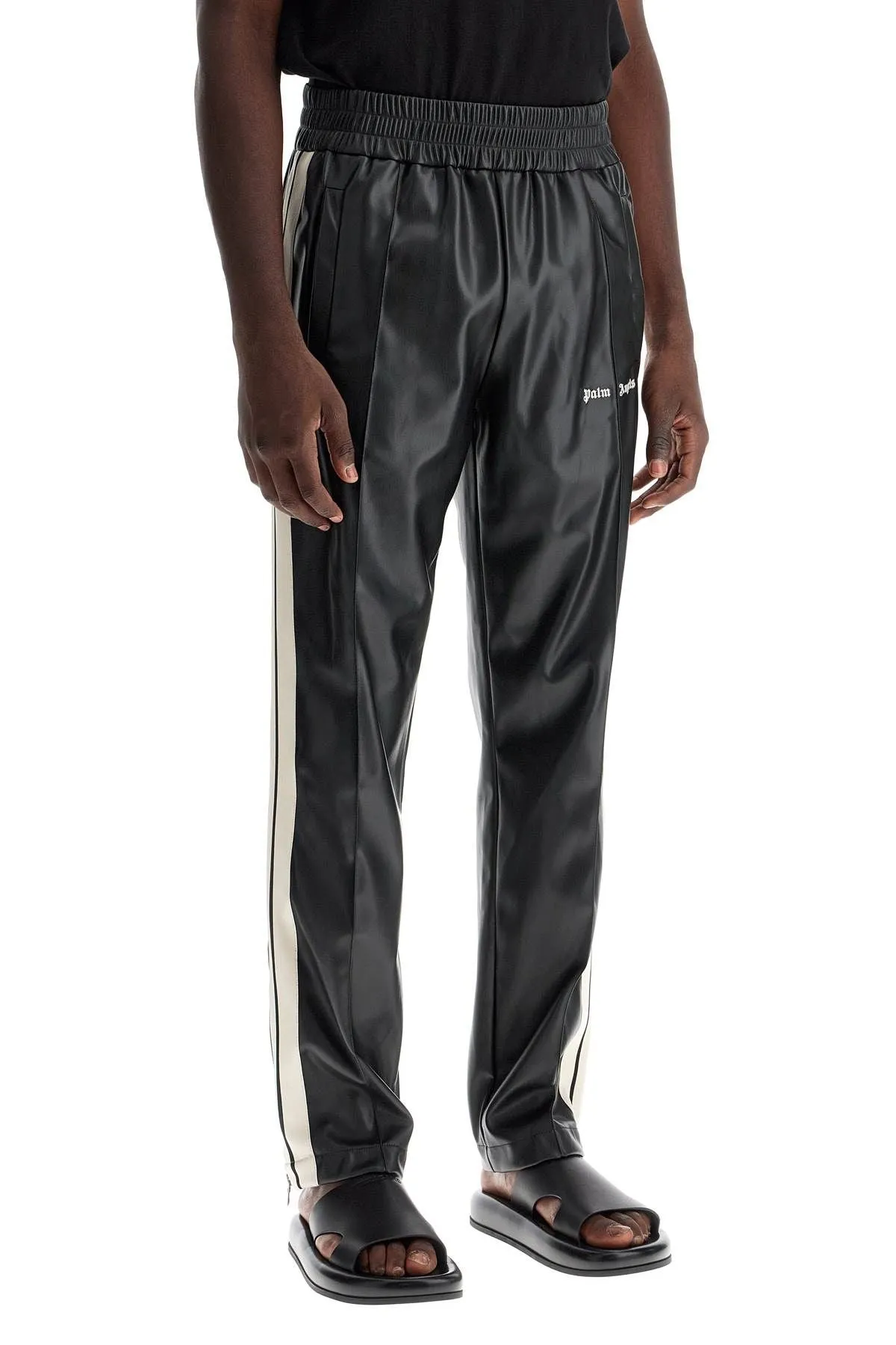 Palm Angels    Palm Angels Faux Leather Joggers With Side Stripes