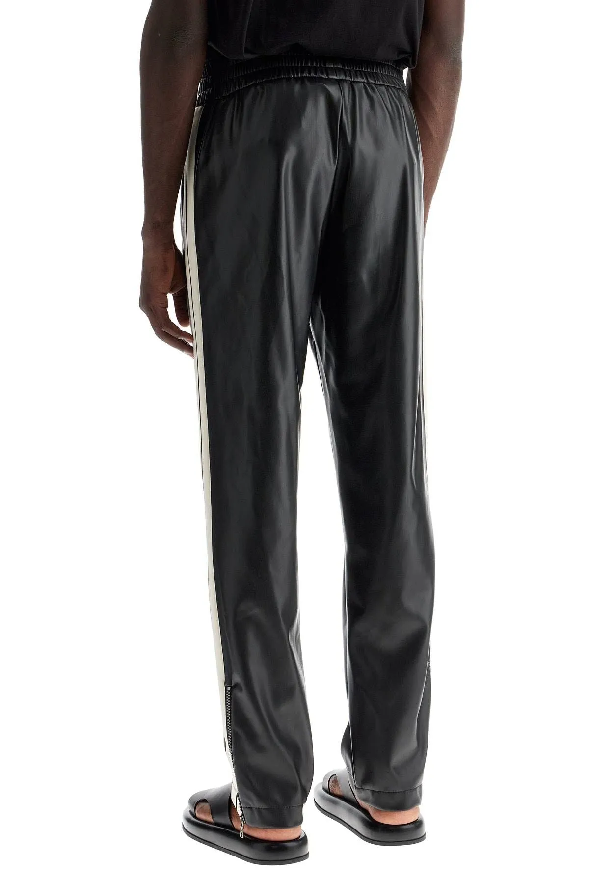 Palm Angels    Palm Angels Faux Leather Joggers With Side Stripes