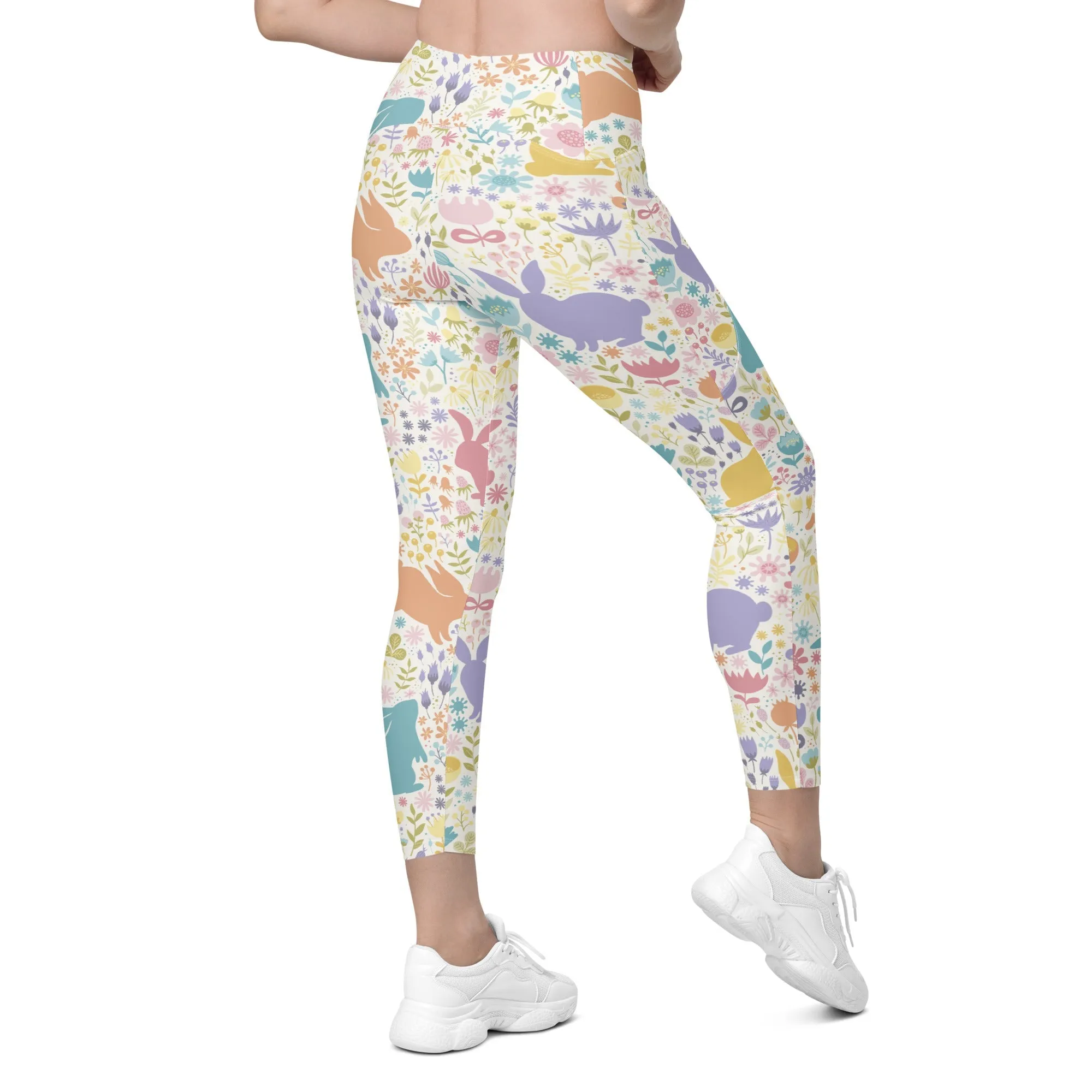 Pastel Easter Garden Leggings With Pockets