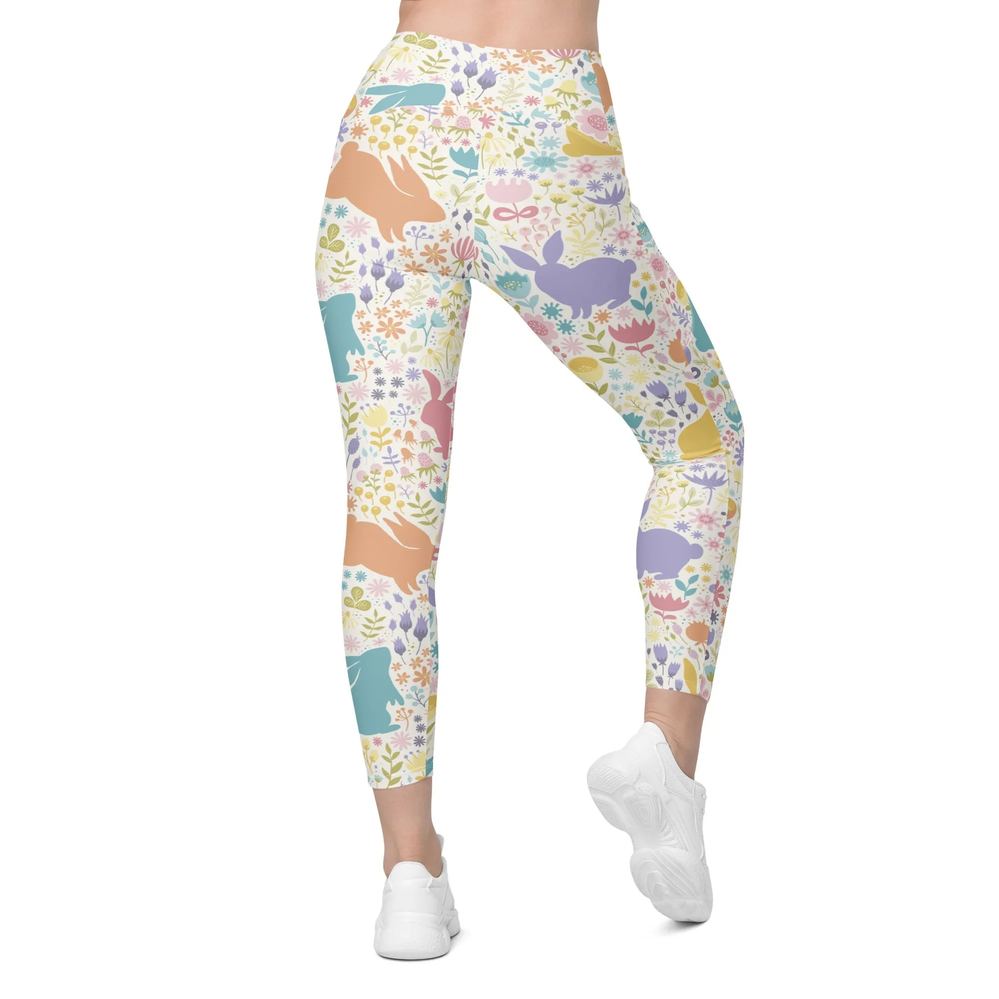 Pastel Easter Garden Leggings With Pockets