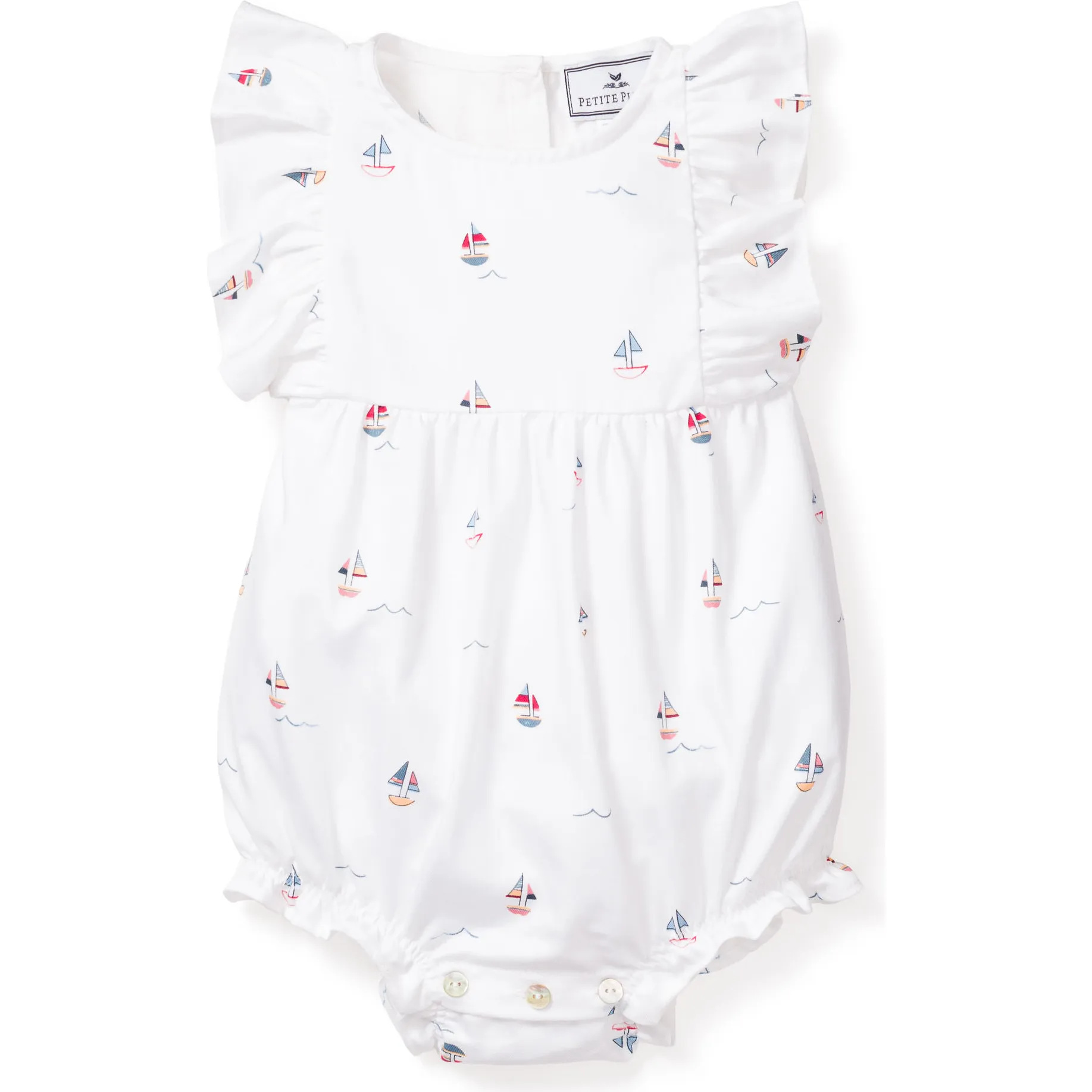 Petite Plume Infant Ruffled Romper, Bateau