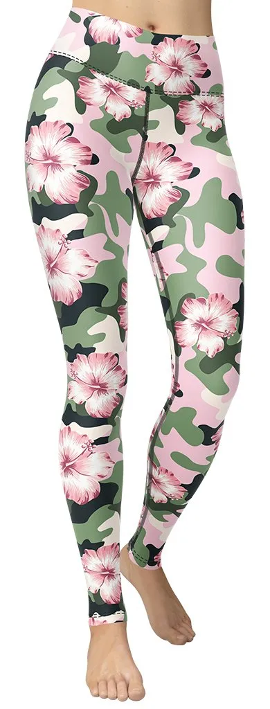 Pink Flower Camo Yoga Leggings