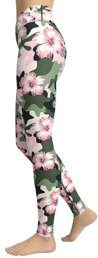 Pink Flower Camo Yoga Leggings