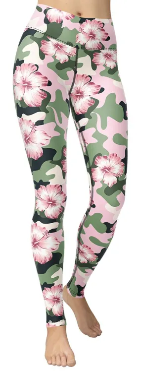 Pink Flower Camo Yoga Leggings