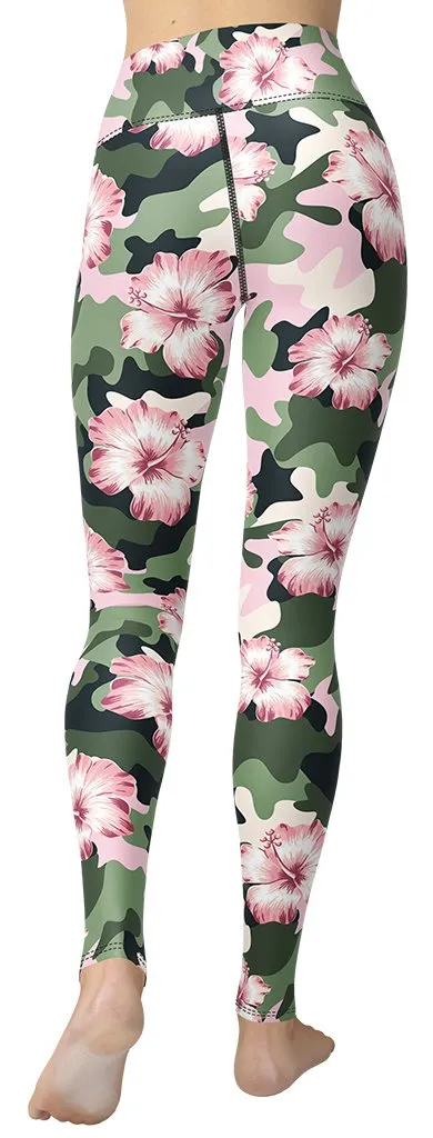 Pink Flower Camo Yoga Leggings