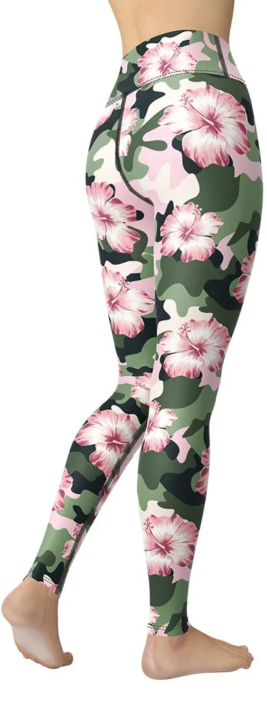 Pink Flower Camo Yoga Leggings