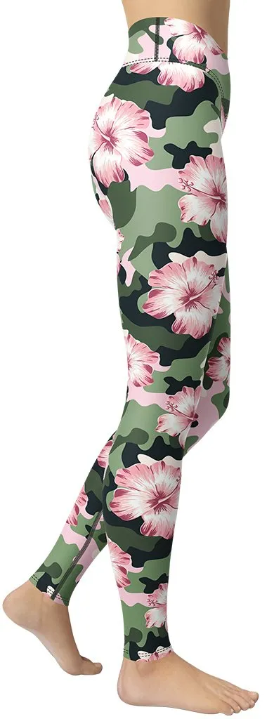 Pink Flower Camo Yoga Leggings