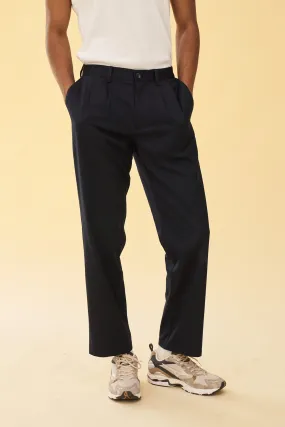 PLEATED SMART TROUSERS - NAVY