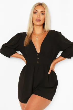 Plus Button Detail Romper