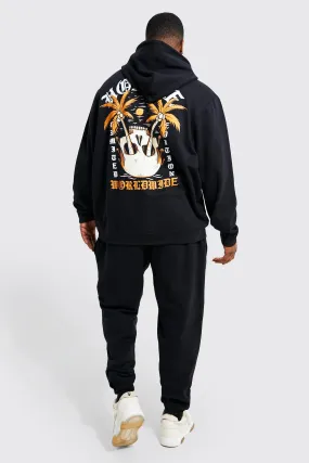 Plus Skeleton Palm Tree Hooded Tracksuit