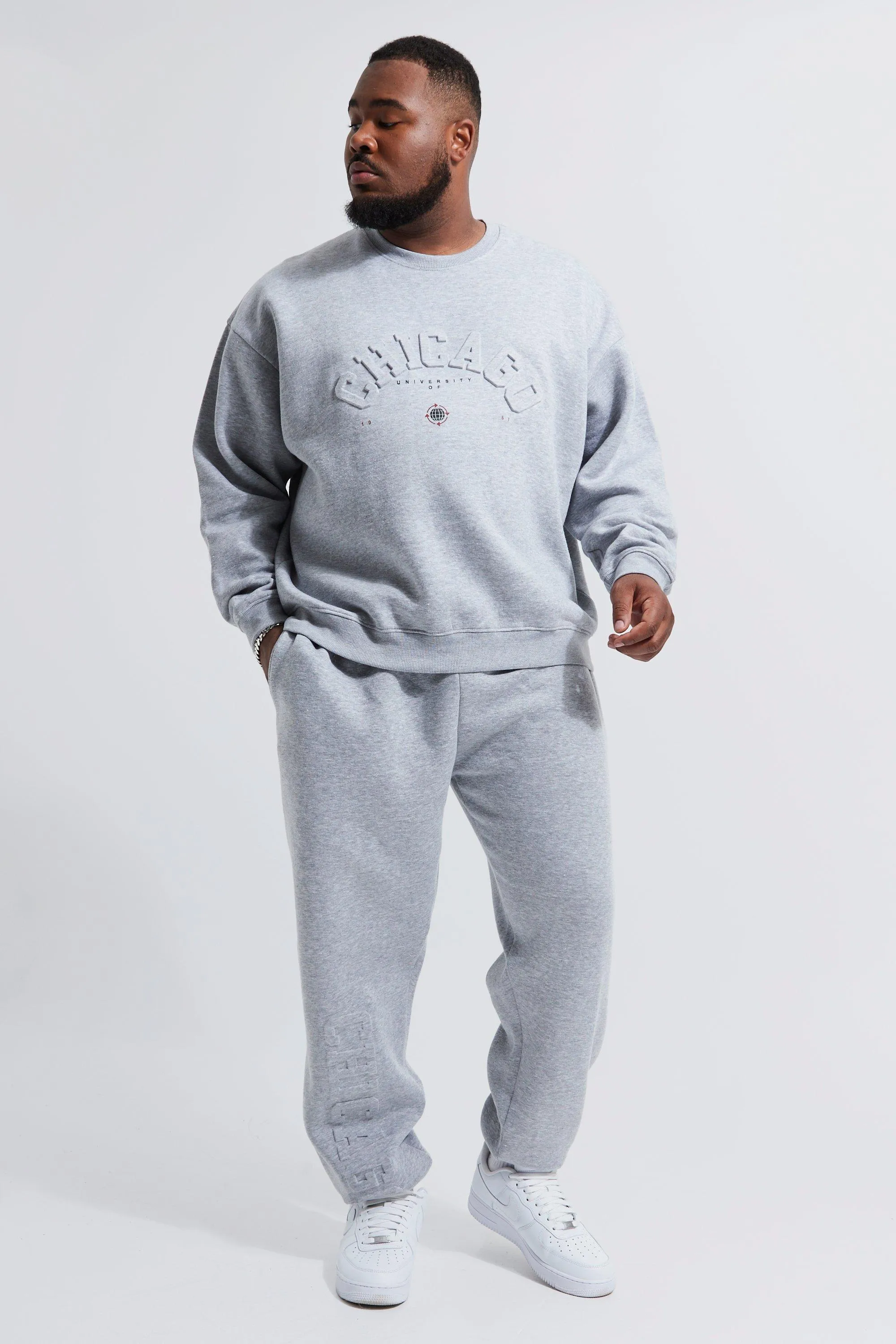 Plus Varsity Drop Shoulder Sweat Tracksuit