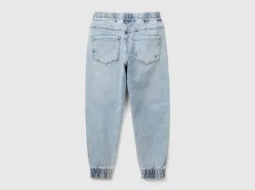 "Eco-Recycle" denim joggers - Light Blue | Benetton