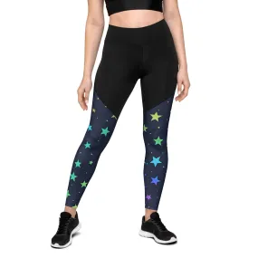 Rainbow Stars Compression Leggings