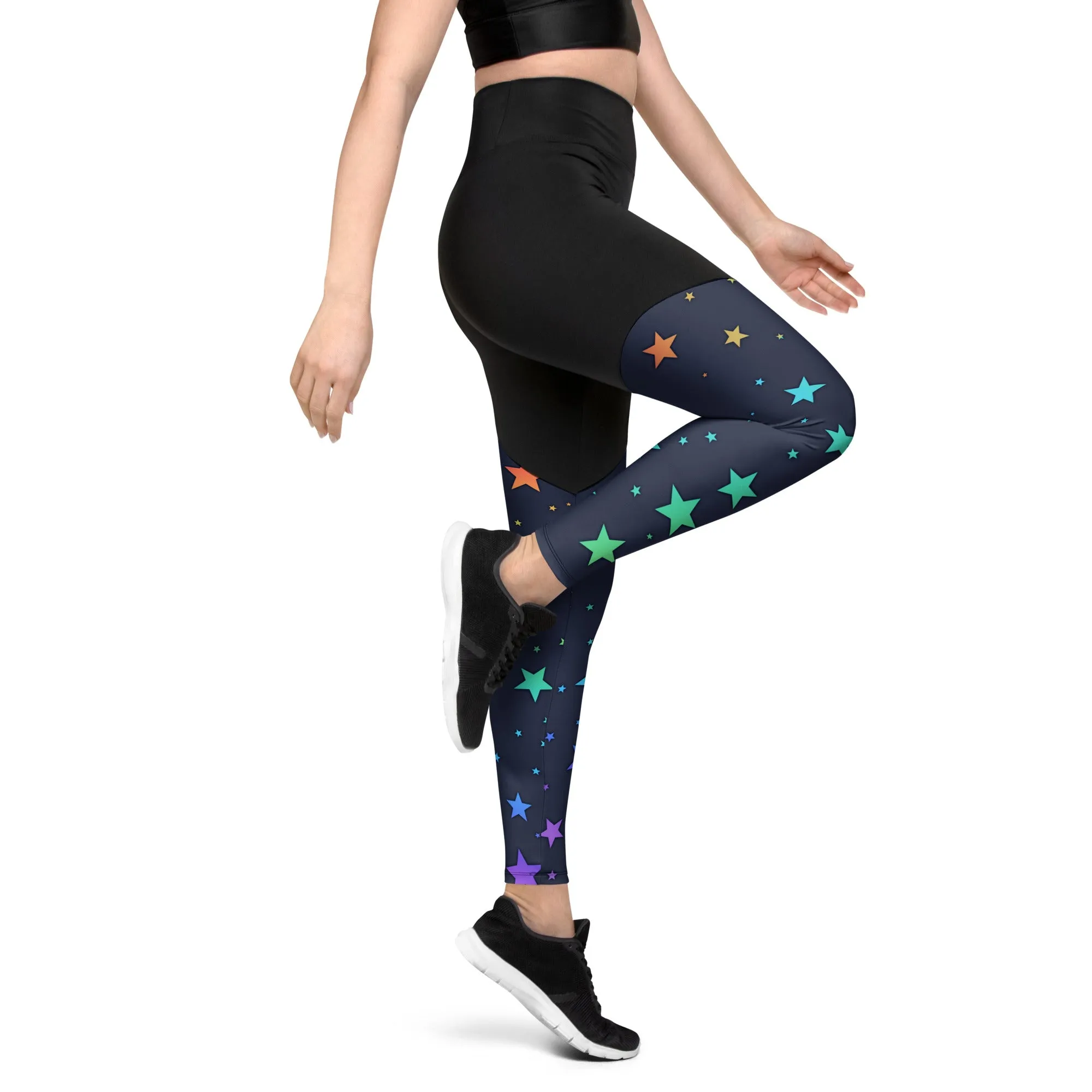 Rainbow Stars Compression Leggings