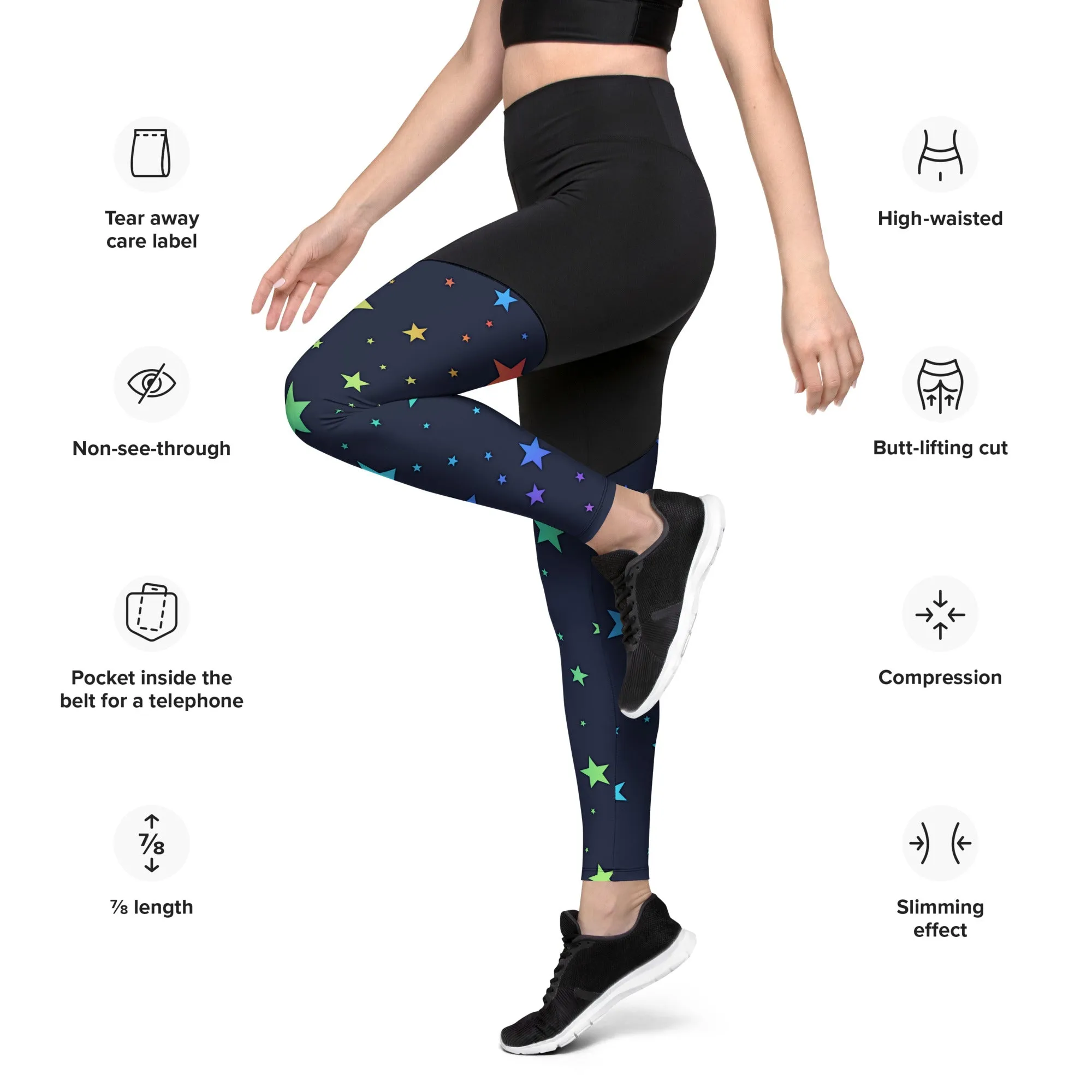 Rainbow Stars Compression Leggings