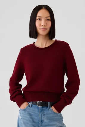 Red Shrunken Roll Neck Jumper