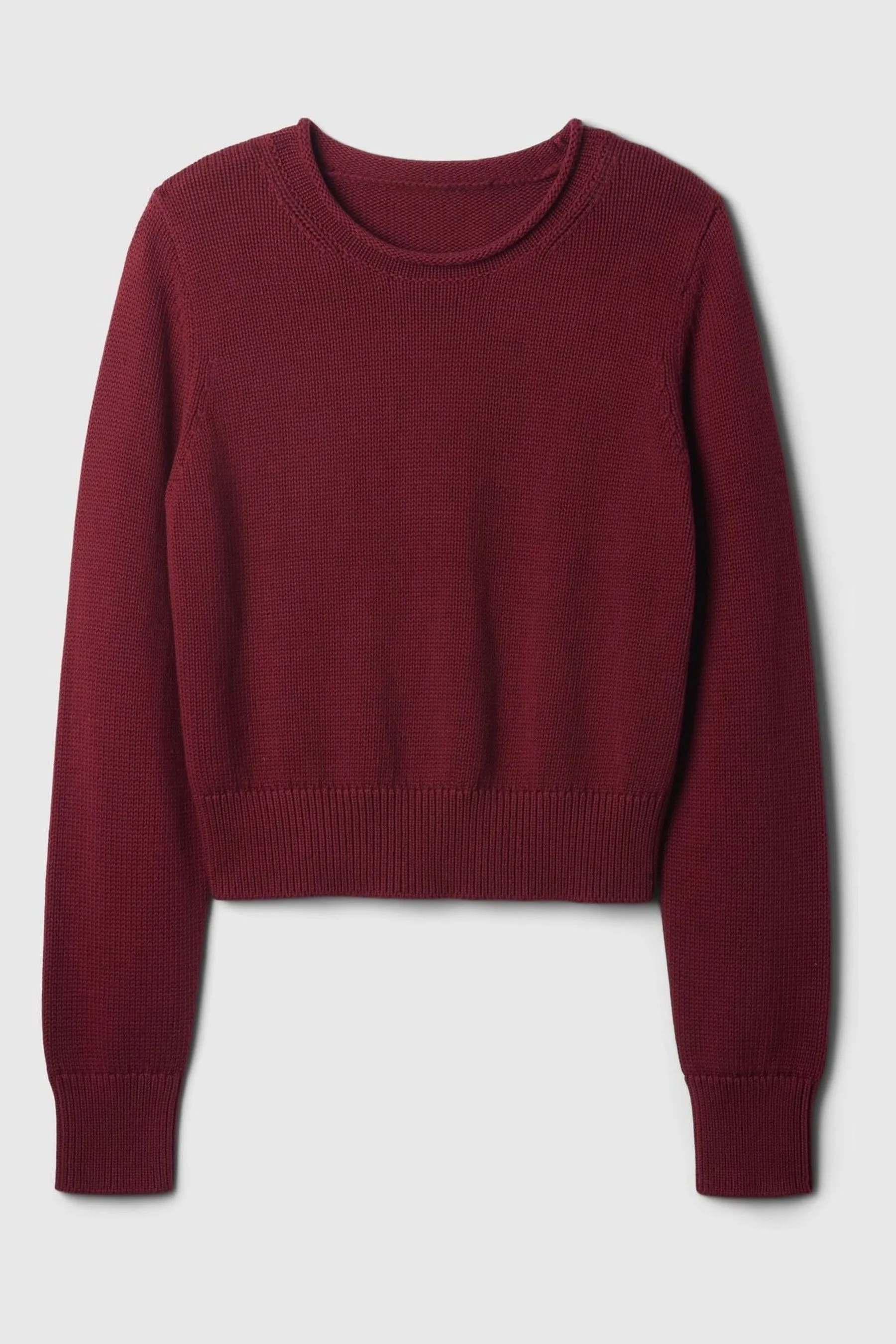 Red Shrunken Roll Neck Jumper