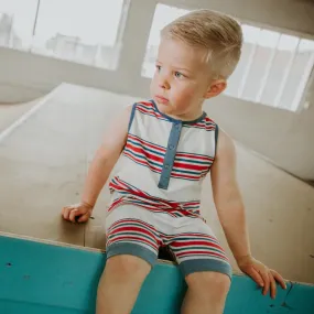 Red White & Blue Tank Henley Romper