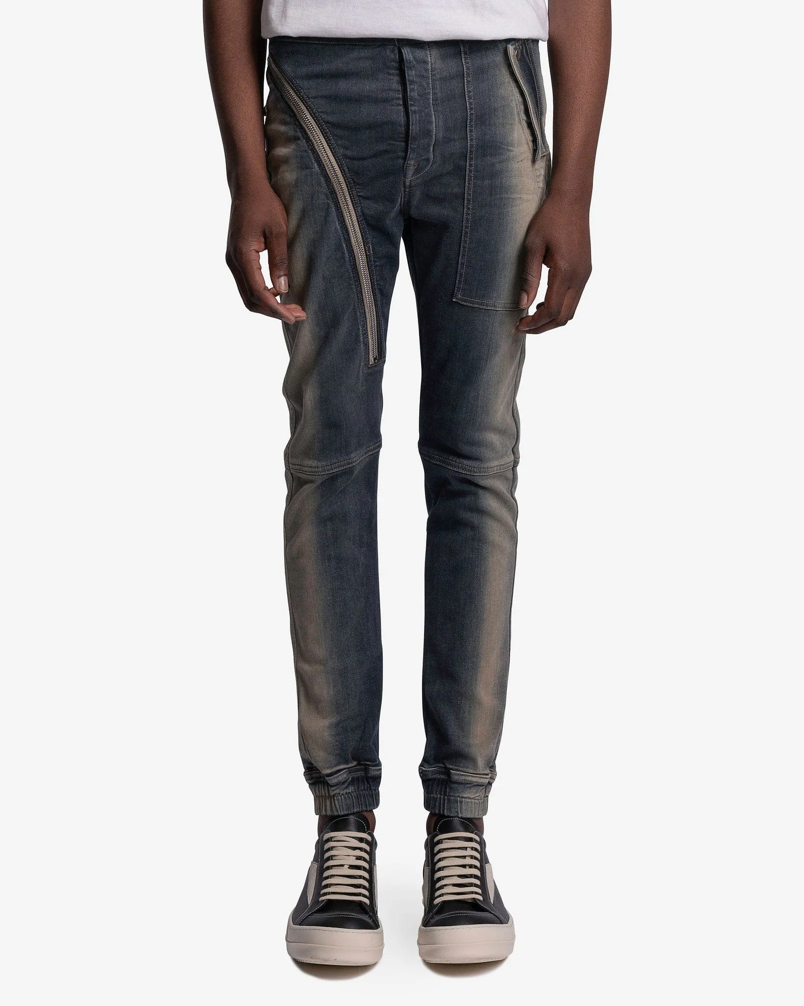 Rick Owens DRKSHDW Denim Aircut Joggers in Mineral Pearl Degrade