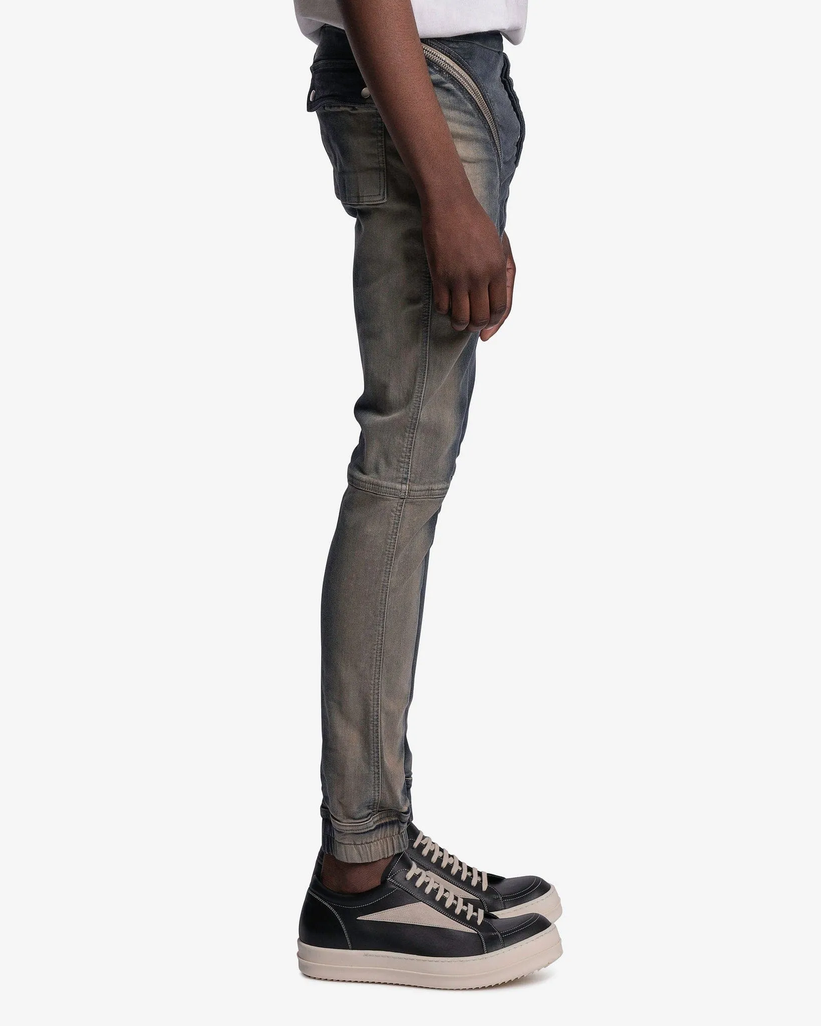 Rick Owens DRKSHDW Denim Aircut Joggers in Mineral Pearl Degrade