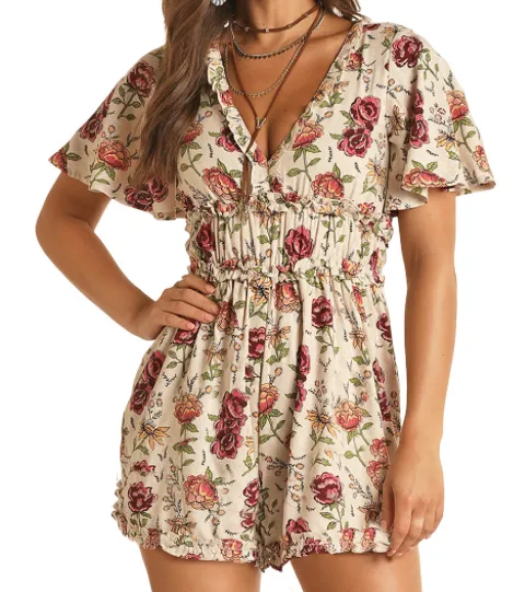 RRW1R2R0UZ- Rock&Roll Denim Women's Floral Romper