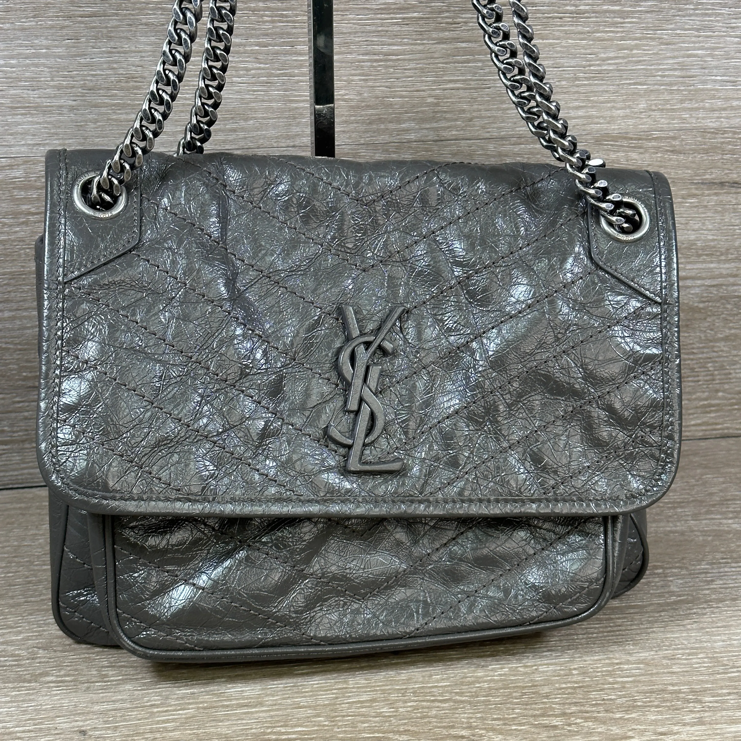 Saint Laurent Niki Medium Crinkled Calf Flap-Top Shoulder Bag