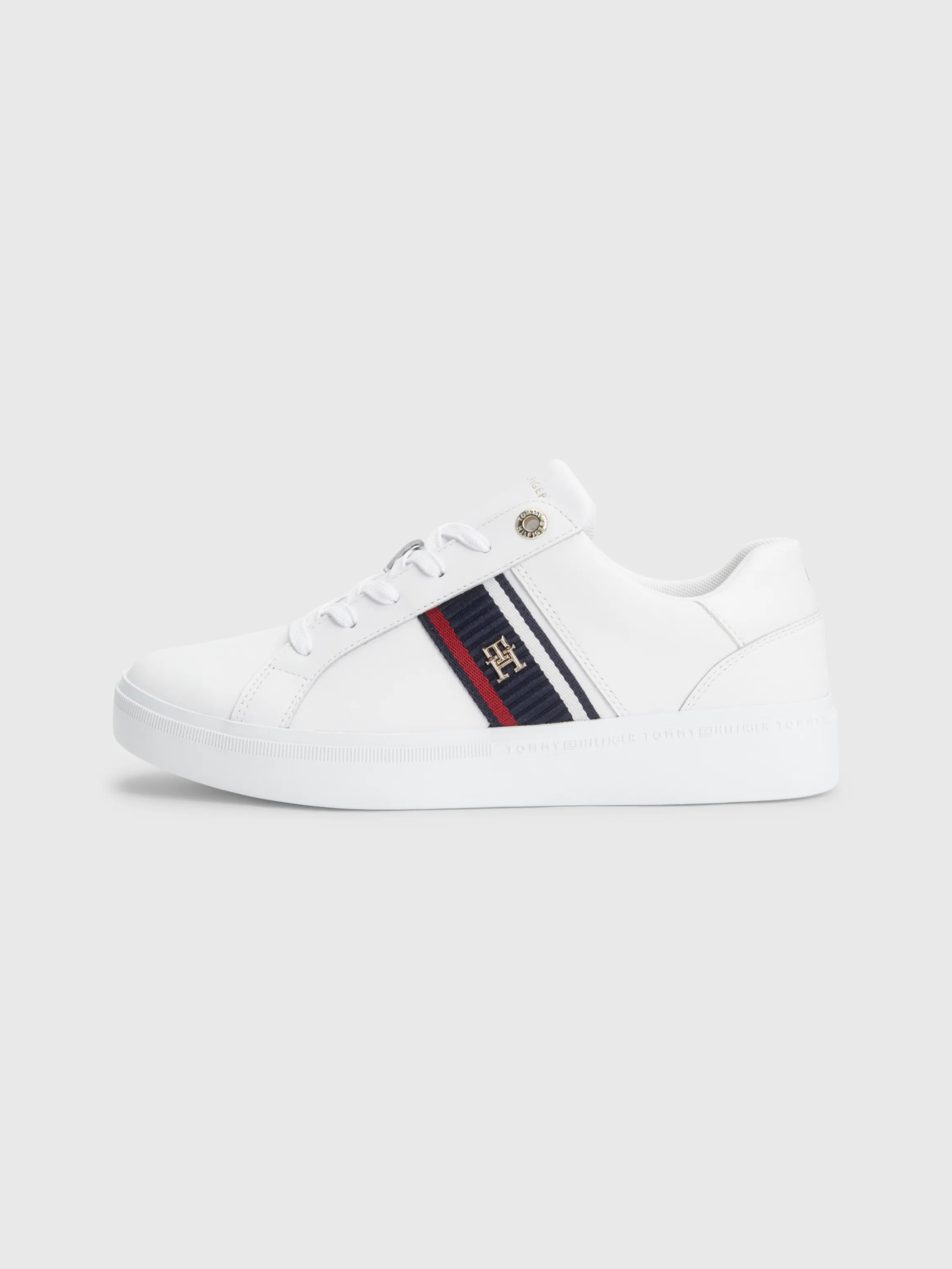 Signature Leather Monogram Cupsole Trainers | Sneakers | Tommy Hilfiger