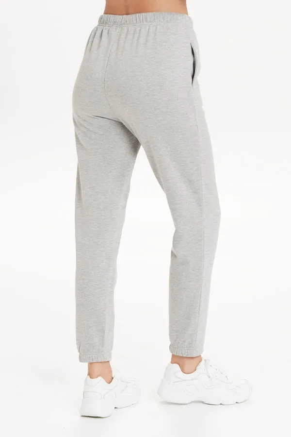 Soffina Grey Marl Super Soft Slim Leg Relax Joggers With Pockets