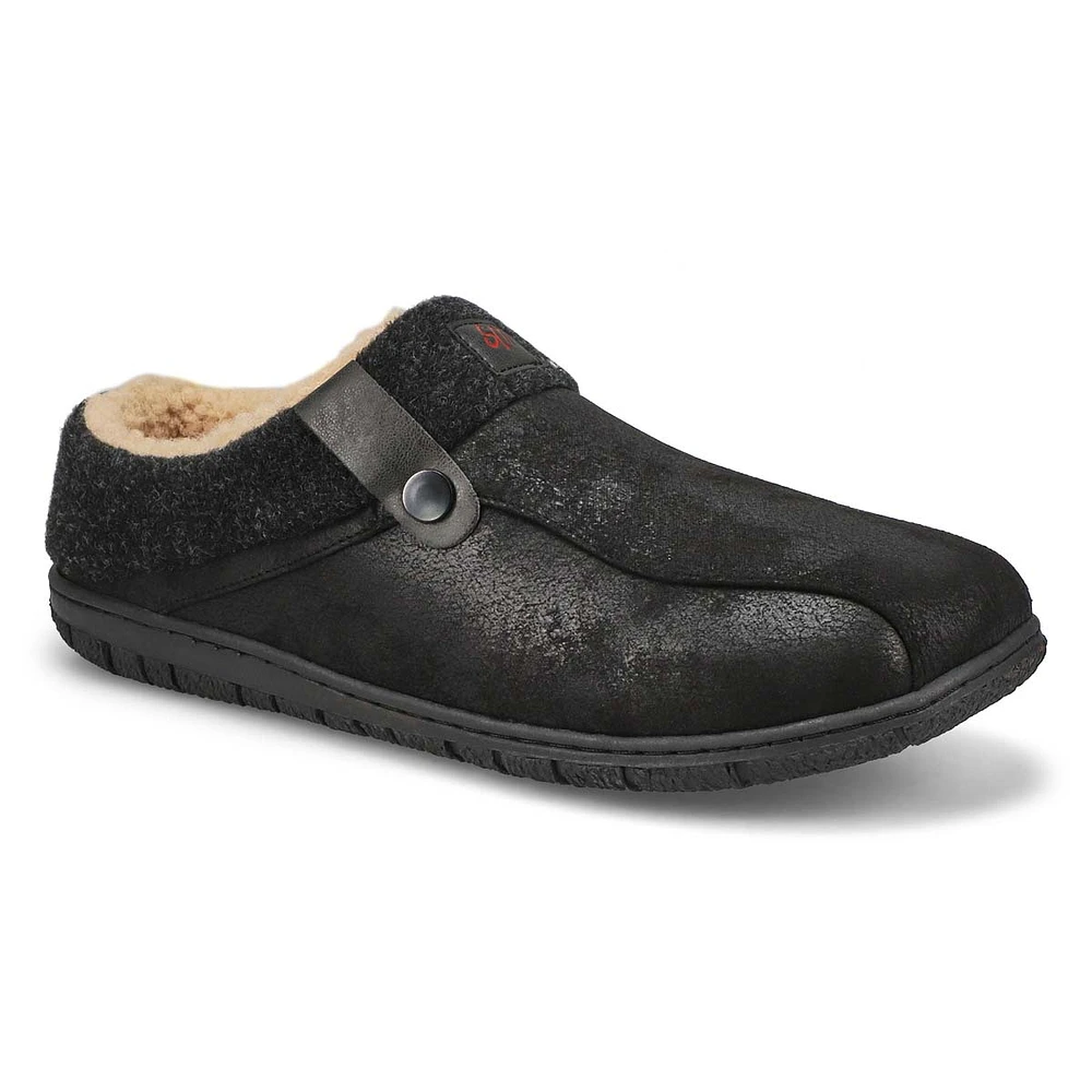 Soft Moc Mens Cameron 3 Open Back Slipper - Black