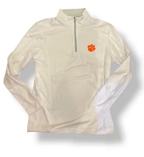 Southern Tide Clemson University Flanker Quarter Zip Pullover: White