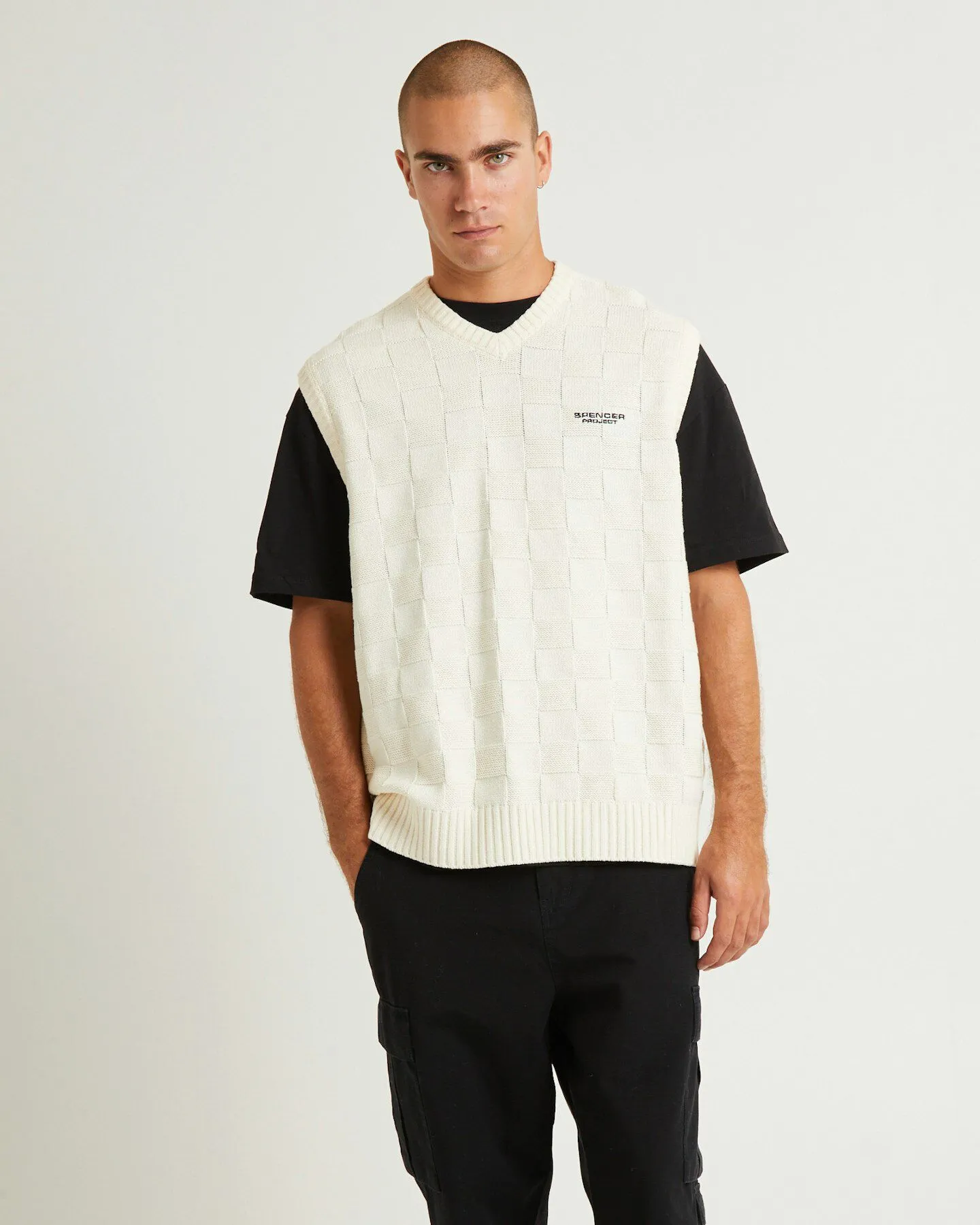 Spencer Project Check Knit Vest - Cream | SurfStitch