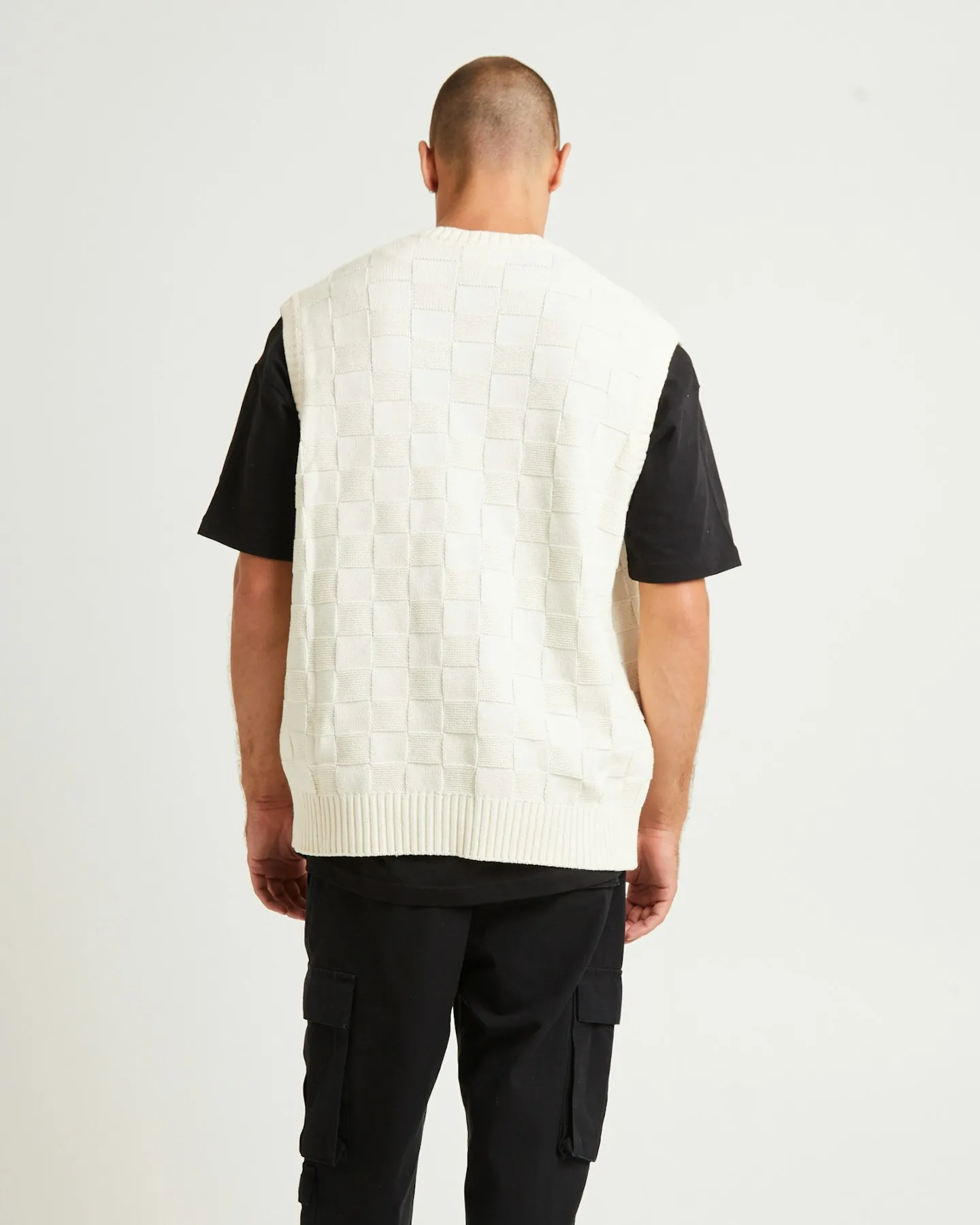 Spencer Project Check Knit Vest - Cream | SurfStitch