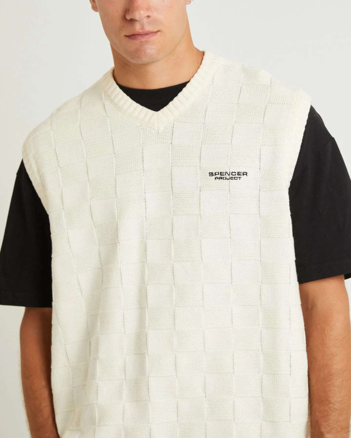 Spencer Project Check Knit Vest - Cream | SurfStitch