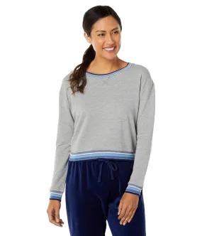 Splendid Sundown Jada Contrast Band Pullover Sweatshirt in Cotton Modal Terry