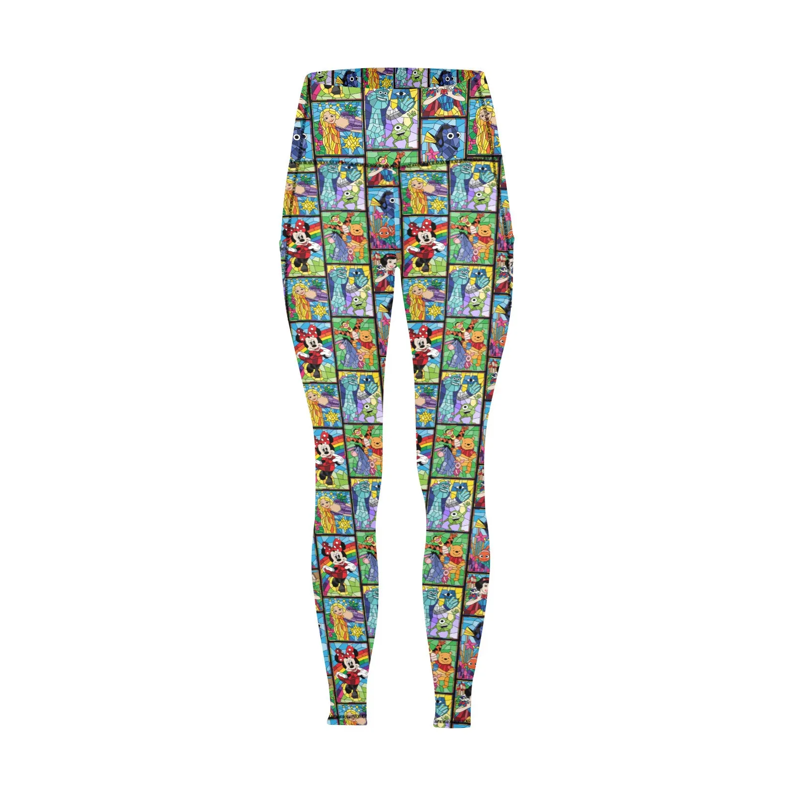 Stained Glass Characters Women's Athletic Leggings With Pockets