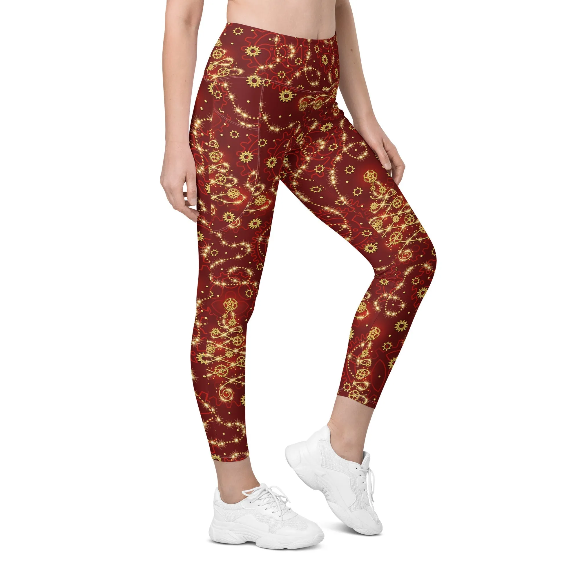 Steampunk Christmas Leggings With Pockets