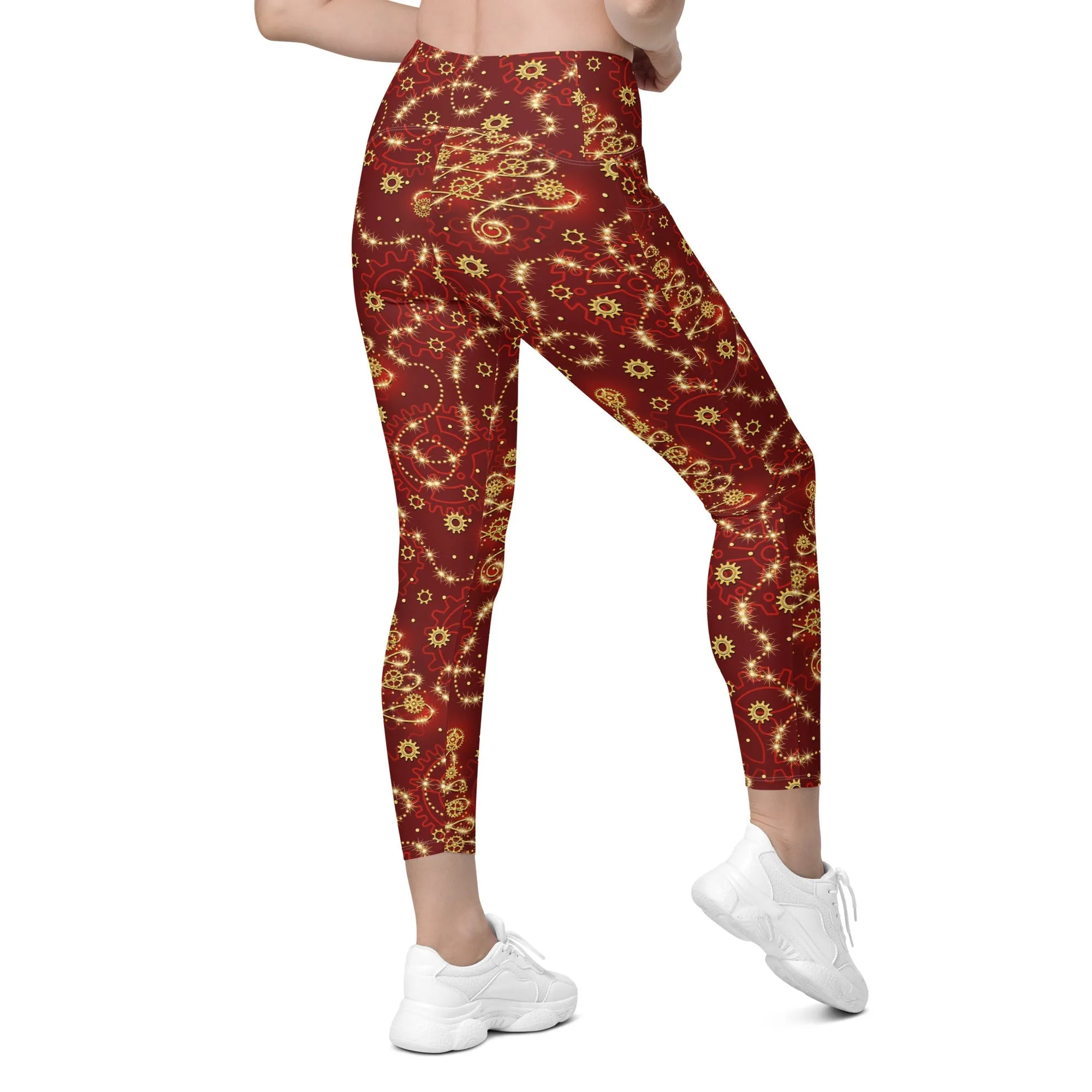 Steampunk Christmas Leggings With Pockets