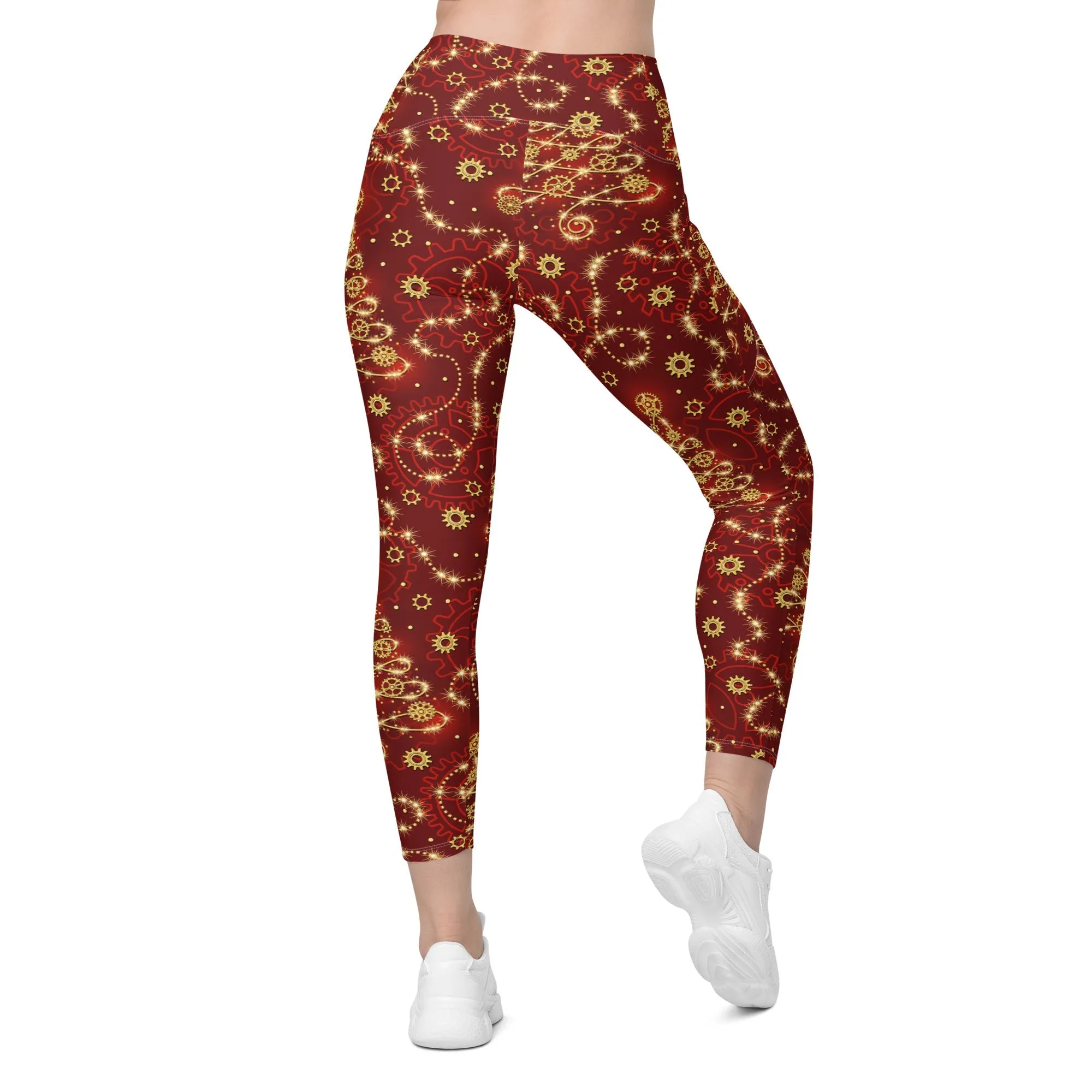 Steampunk Christmas Leggings With Pockets