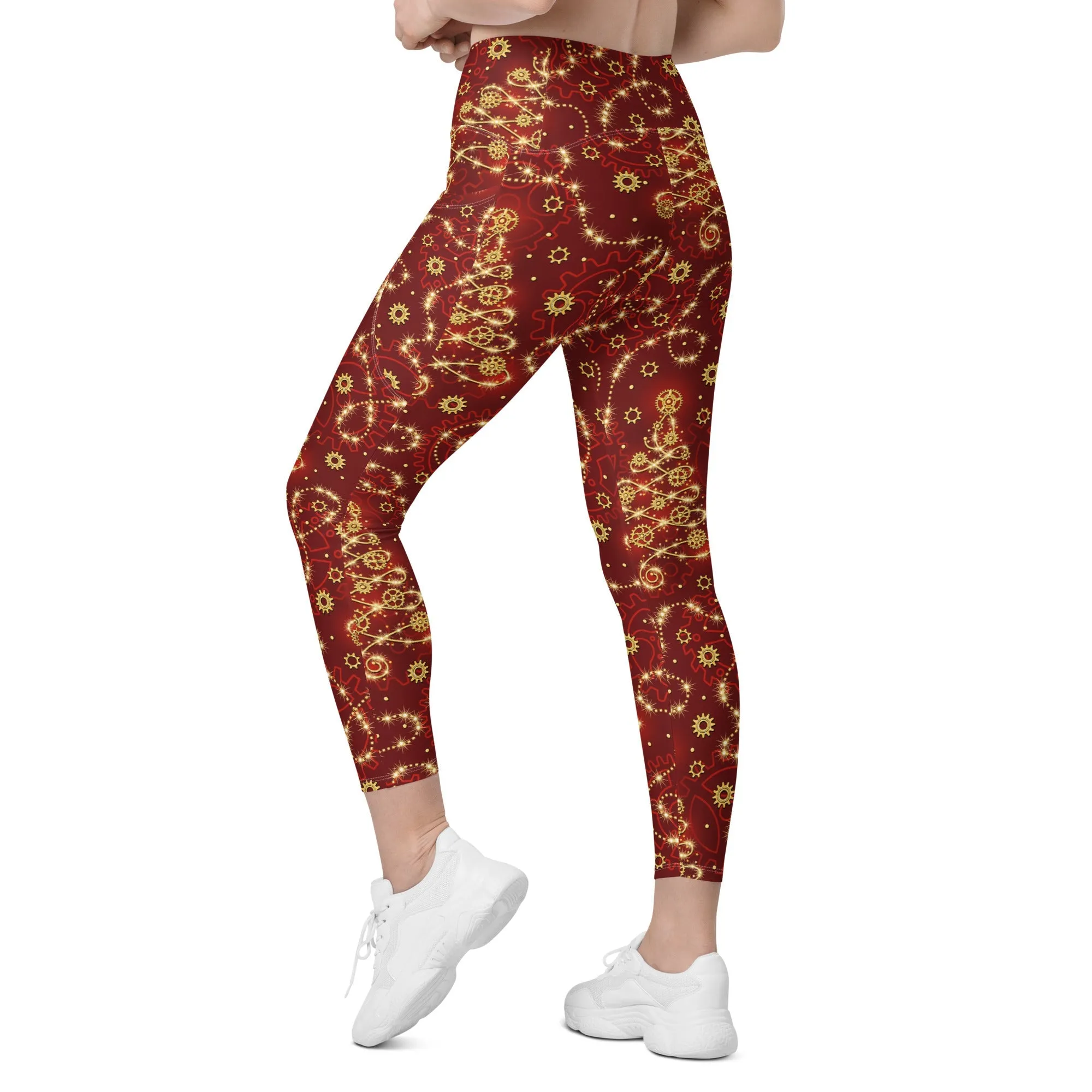 Steampunk Christmas Leggings With Pockets