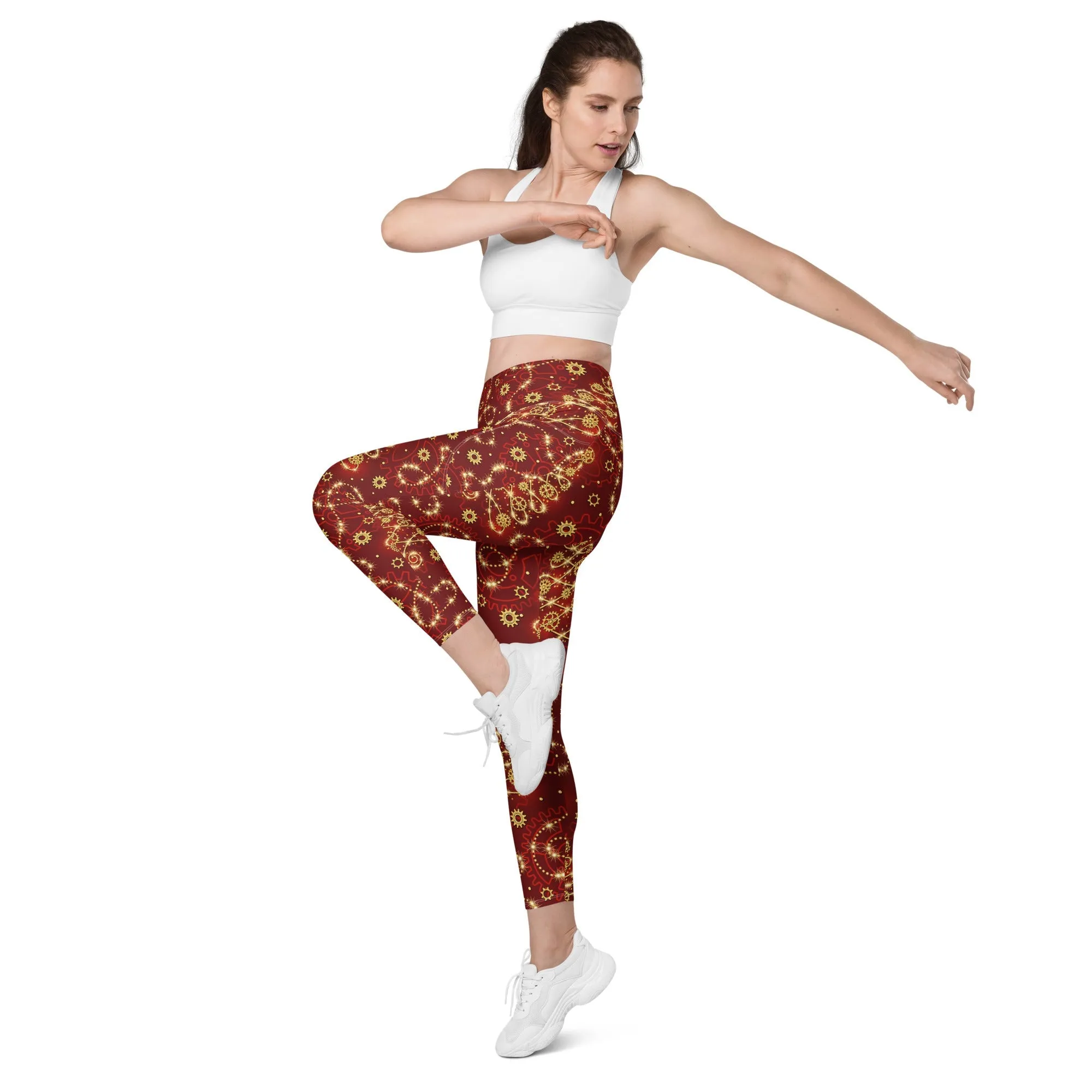 Steampunk Christmas Leggings With Pockets