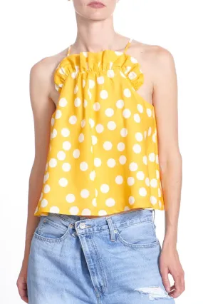 Summer Ruffle Tank - Yellow Dotty