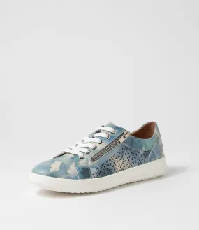 SUPERSOFT Zarina Blue Clouds White Leather Sneakers