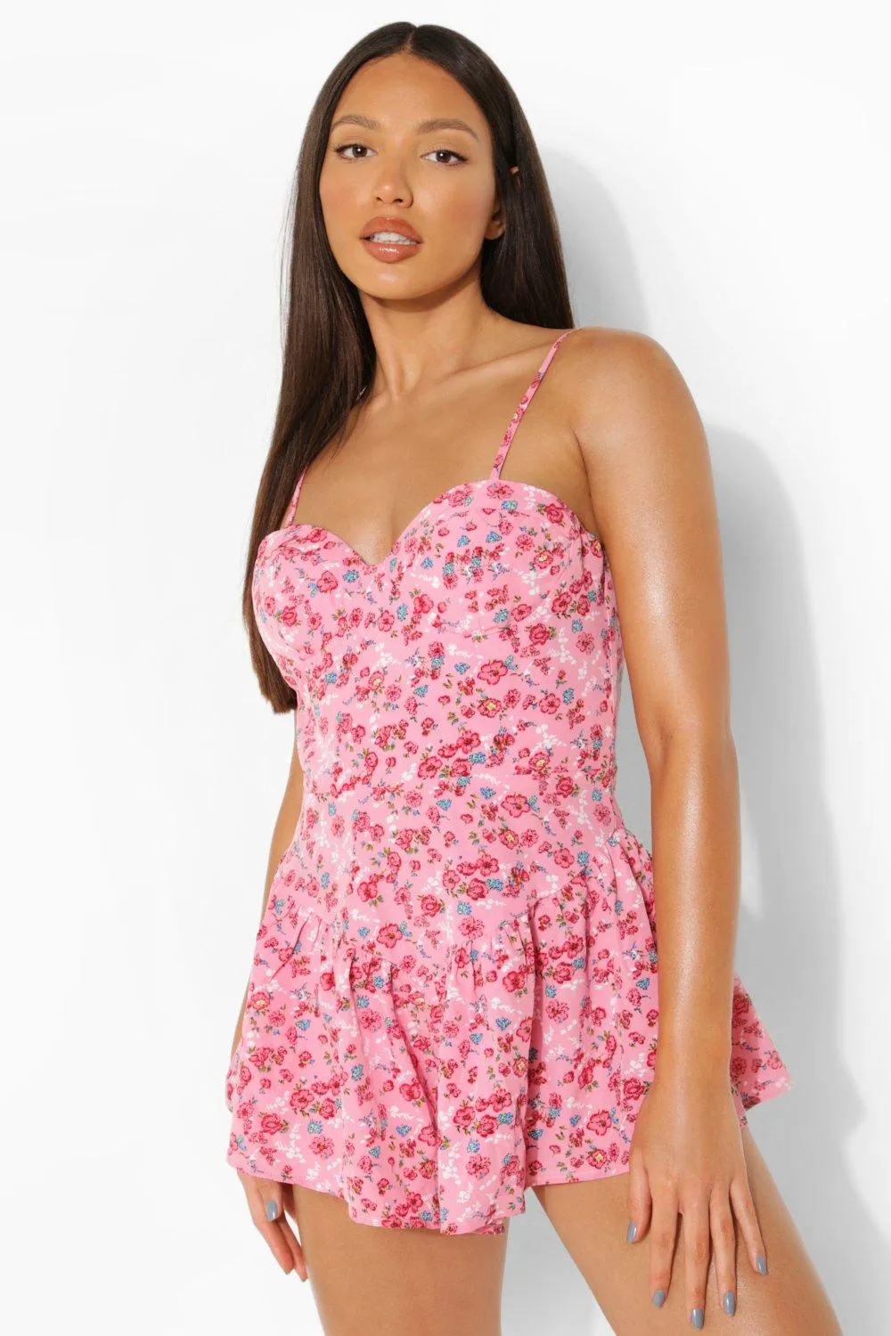 Tall Floral Corset Skort Romper