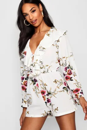 Tall Ruffle Front Floral Romper