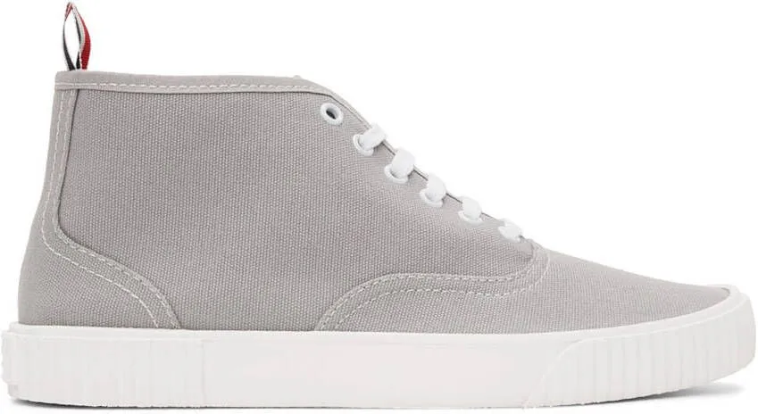 Thom Browne Grey Mid-Top Heritage Sneakers