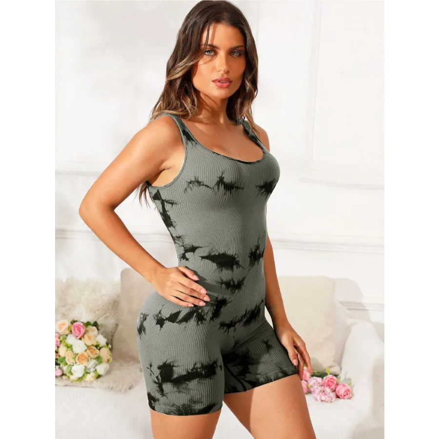 Tie-Dye Wide Strap Active Romper