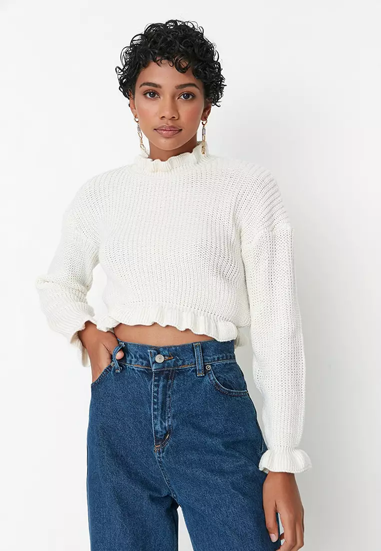 Trendyol Frill Cropped Jumper