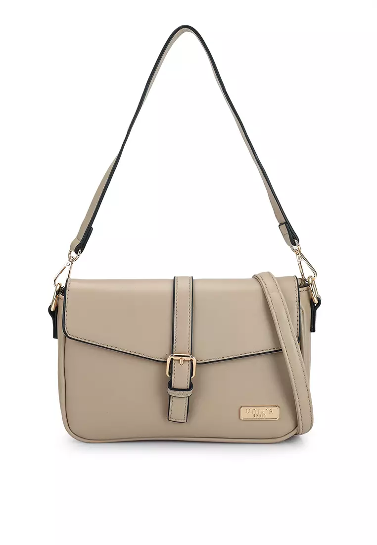 Unisa Faux Leather Sling Bag With Flap Over